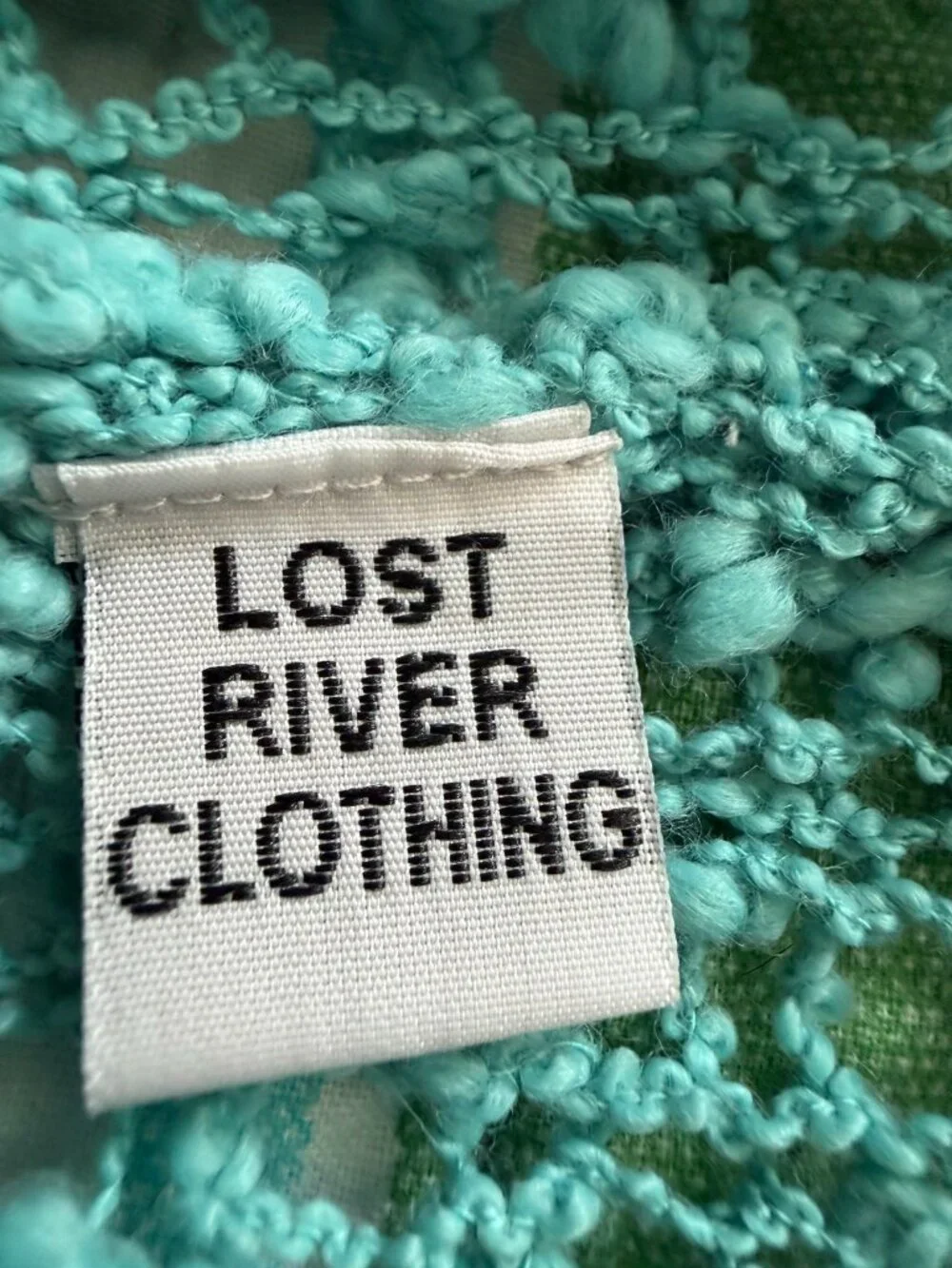 Lost River Clothing Aqua Openwork Knit Scarf Wrap